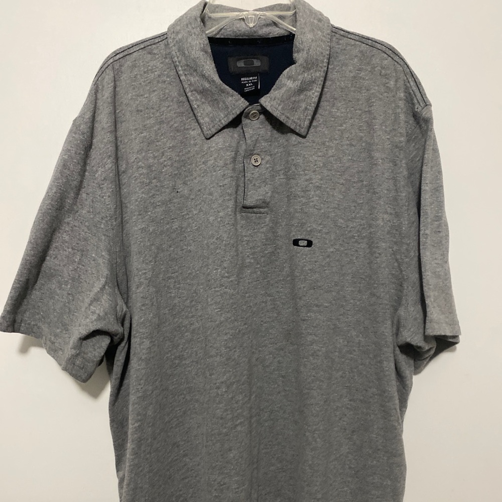 Oakley Mens Gray Reg Fit Short Sleeve Golf Polo